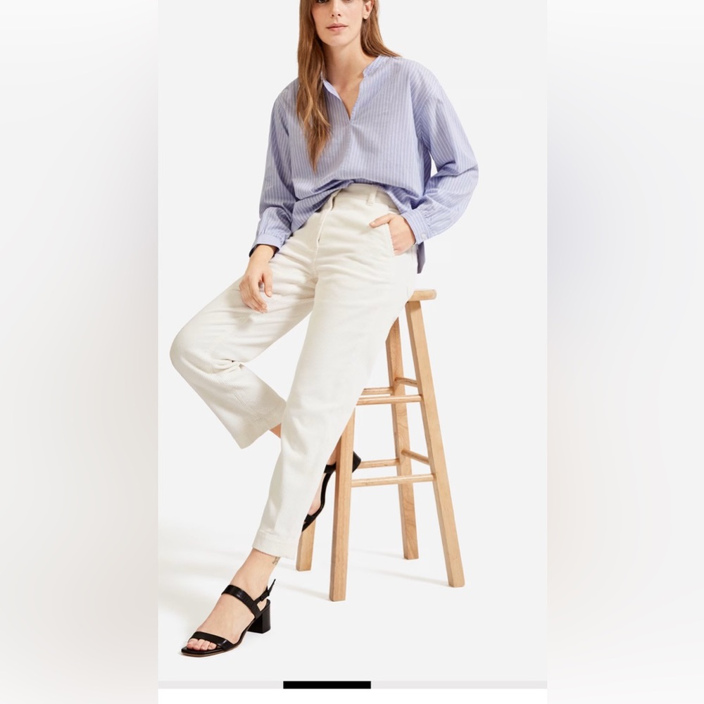 Everlane Bone White Corduroy Straight Leg Crop Pants Size 6